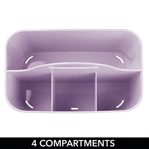 mDesign Art Supplies Organiser – Practical Plastic Arts and Crafts Storage Box with Carrying Handle – Desk Organiser with Compartments for Storing Many Items – Light Purple