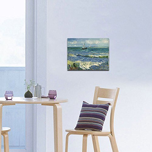Wieco Art - Seascape at Saintes Maries by Vincent Van Gogh Oil Paintings Reproduction Classical Giclee Canvas Prints Artwork Ocean Pictures Paintings on Canvas Wall Art for Bedroom Home Decorations