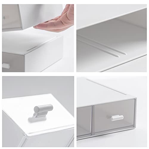 Desktop Organizer-Stackable Organizer Drawers, Plastic Drawers Organizer Perfect for Collection Small Item/Cosmetic Office Organization - 3 drawers (White)