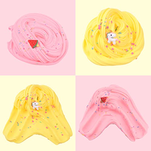 Basywiim 2 Pack Butter Slime Kit, Soft and Non Sticky Fluffy Slime, DIY Stress Relief Toy for Kids Education - Best Toys Gifts