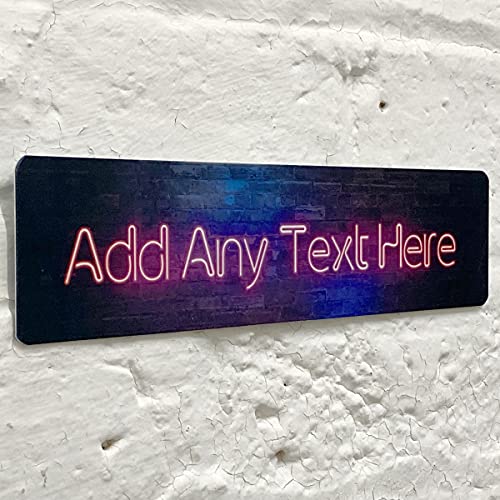 ShopQuality4U Personalised Metal Aluminium Plaque Bespoke Sign Childs Bedroom Door Add Own Text - Blue Wall Background (20 x 5 cm, 7.8 x 2 inches)