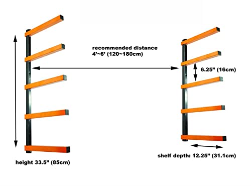 KASTFORCE KF1005 Lumber Storage Rack 5-Level System 110lbs (50kg) per Level Lumber Rack Wood Rack Workshop Rack with Durable Sheet Metal Screws