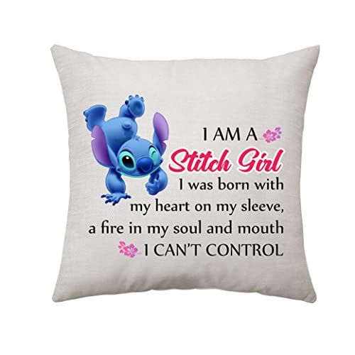 Aconesong Stitch Gifts for Girls Cushion Cover Gifts for Stitch Lover Stitch Fans Lovely Gifts for Daughter Niece Sister Friend Friendship Gift for Birthday Christmas Graduation Apart Gifts (Stitch)