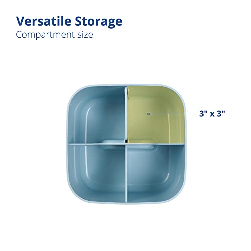 BLUE GINKGO Multipurpose Caddy Organizer - Stackable Plastic Caddy with Handle | Cleaning Caddy, Craft Tote, Desk Caddy, Art Organizers and Storage, Makeup Caddy (Square) – Blue