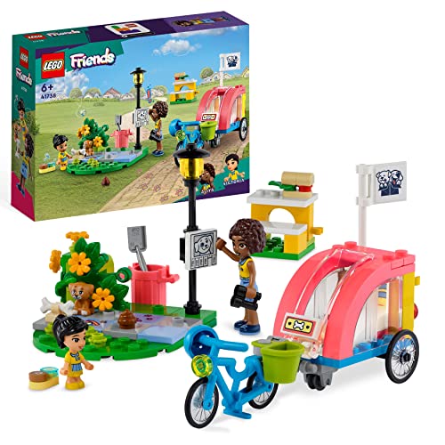 LEGO 41738 Friends Dog Rescue Bike Toy Set, Animal Playset for Girls and Boys Aged 6 Plus with Puppy Pet Figure and 2 Mini-Dolls, 2023 Series Characters