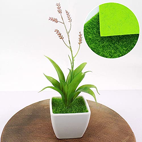 CENRONG Artificial Grass Tiles，6 Pieces Artificial Synthetic Grass Realistic Fake Grass Lawn,For Miniature Ornament Garden Mini House Craft Pot 15 x 15CM