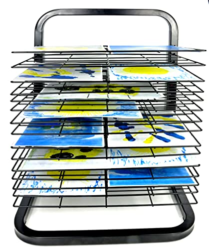 Joymaney Art Drying Rack - Mobile Metal Art Storage Rack with 15 Removable Shelves, Art Organizer for Kids, Art Studio Organization and Storage, Artwork Tabletop Storage, Craft Room and Desktop