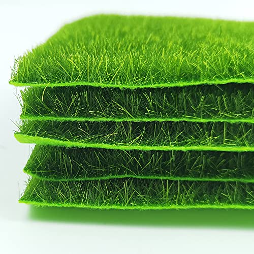 CENRONG Artificial Grass Tiles，6 Pieces Artificial Synthetic Grass Realistic Fake Grass Lawn,For Miniature Ornament Garden Mini House Craft Pot 15 x 15CM