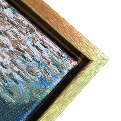 Wieco Art Gold Framed Cafe Terrace at Night by Van Gogh Modern Cityscape Canvas Prints Pictures on Canvas Wall Art for Bedroom Kitchen Home Decoration