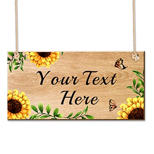 EDSG Personalised Hanging Sign Plaque Garden Sign and Plaques Rustic Farmhouse Welcome Sign Door Hanging Wall Sign Yard Signs House Plaque Home Decor with Any Text Christmas Gardening Gifts(Design 1)