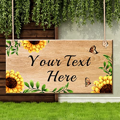EDSG Personalised Hanging Sign Plaque Garden Sign and Plaques Rustic Farmhouse Welcome Sign Door Hanging Wall Sign Yard Signs House Plaque Home Decor with Any Text Christmas Gardening Gifts(Design 1)