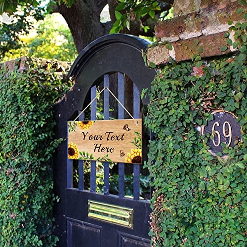 EDSG Personalised Hanging Sign Plaque Garden Sign and Plaques Rustic Farmhouse Welcome Sign Door Hanging Wall Sign Yard Signs House Plaque Home Decor with Any Text Christmas Gardening Gifts(Design 1)