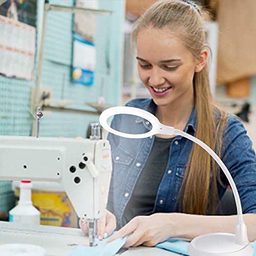 Dimmable Magnifying Lamp,5X Large Hands Free Magnifying Glass with Light and Stand for Reading Workbench Artist Hobbies
