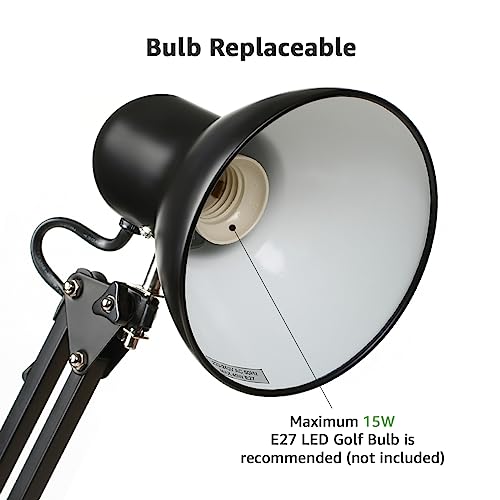 Lepro Desk Lamp, Swing Arm Table Lamp, E27 Desk Lamp, Classic Architect Desk Lamp with Clamp, Flexible Desk Light for Office, Reading, Bedside, Crafts, Painting, Back to School and More
