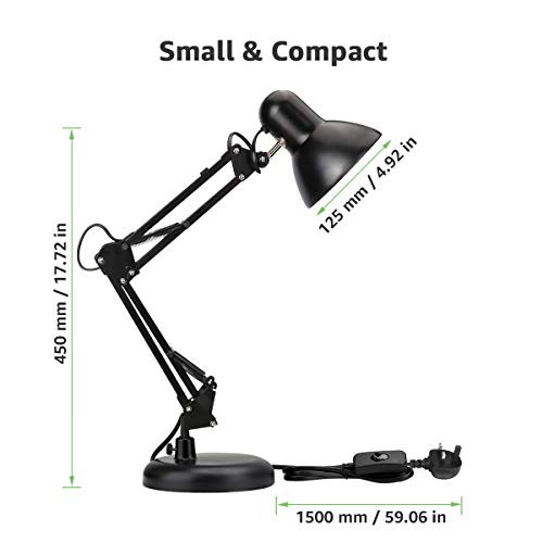 Lepro Desk Lamp, Swing Arm Table Lamp, E27 Desk Lamp, Classic Architect Desk Lamp with Clamp, Flexible Desk Light for Office, Reading, Bedside, Crafts, Painting, Back to School and More