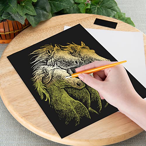 Royal & Langnickel Gold Engraving Art A4 Size Horses Designed Painting Set