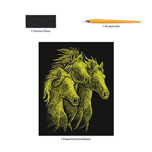 Royal & Langnickel Gold Engraving Art A4 Size Horses Designed Painting Set