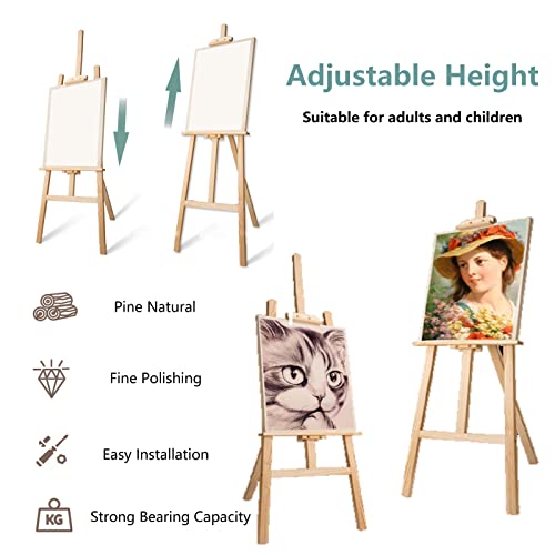 Easel Stand for Wedding, Easel Display Stand 59" Canvas Stand for Painting Wedding Poster, Wedding Welcome Sign with Stand, Wedding Table Plan Board, Wooden Easel Stand for Painting, Art Poster Easel