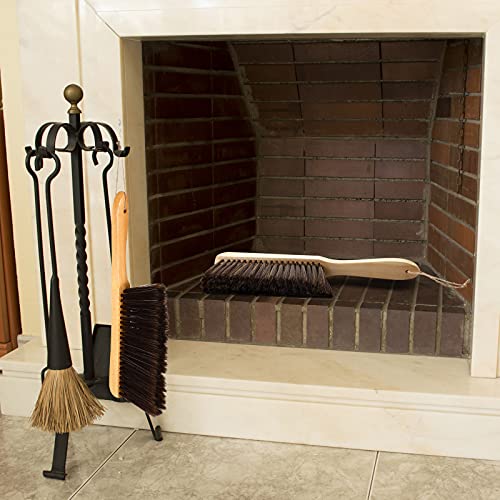 2 Pieces Wooden Bench Brushes Fireplace Brush Horse Hair Bench Brush Soft Bristles Long Wood Handle Dust Brush for Hearth Tidy Car Home Workshop Woodworking (Brown)