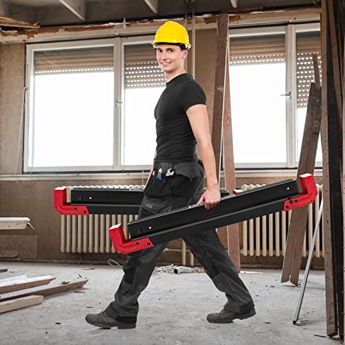 GiantexUK 2PCS Folding Saw Horse, Adjustable Steel Work Bench, Heavy Duty Twin Pack Sawhorse Supports Up to 1180kg Capacity