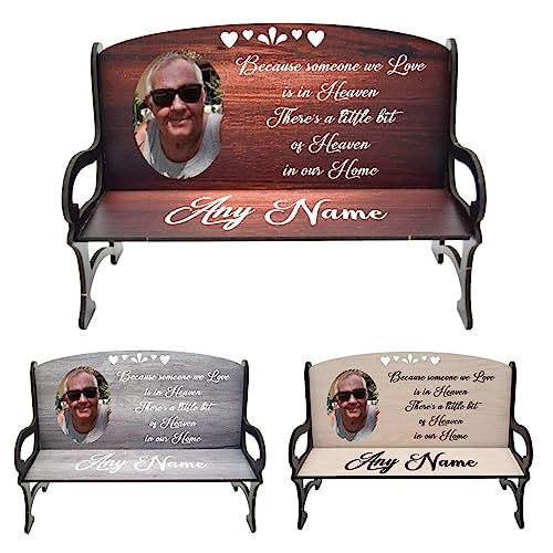 Pixie's Gifts Memorial Bench - Remembering Our Loved Ones in Heaven Bereavement Photo Bench (Because Someone We Love Is In Heaven)