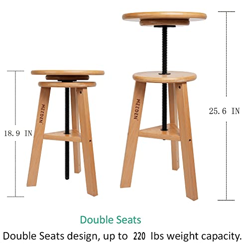 MEEDEN Wooded Drafting Stool with Adjustable Height,Artist Stool,Wood Bar Stool,Kitchen Stool,Perfect for Artists Studio,Home Use,Kitchen,Bars
