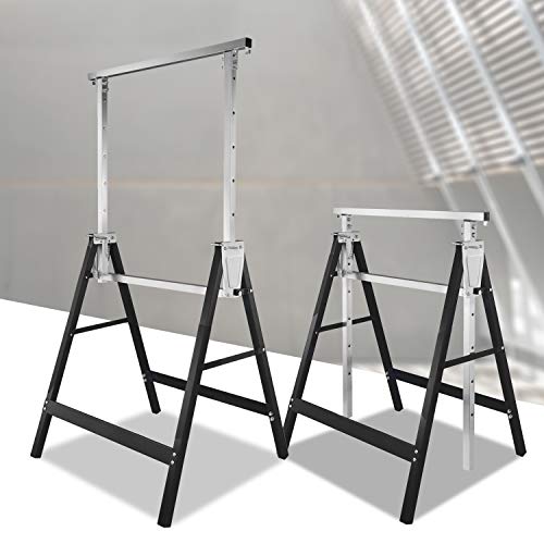 Hshelekte 2 PCS Adjustable Builder Telescopic Trestle Carpenter Work Bench Folding Saw Horse Universal Sawhorse Portable Workbench