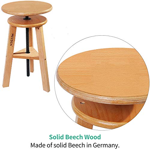 MEEDEN Wooded Drafting Stool with Adjustable Height,Artist Stool,Wood Bar Stool,Kitchen Stool,Perfect for Artists Studio,Home Use,Kitchen,Bars