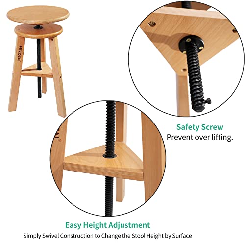 MEEDEN Wooded Drafting Stool with Adjustable Height,Artist Stool,Wood Bar Stool,Kitchen Stool,Perfect for Artists Studio,Home Use,Kitchen,Bars