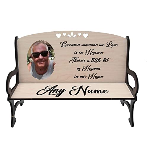 Pixie's Gifts Memorial Bench - Remembering Our Loved Ones in Heaven Bereavement Photo Bench (Because Someone We Love Is In Heaven)