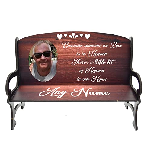 Pixie's Gifts Memorial Bench - Remembering Our Loved Ones in Heaven Bereavement Photo Bench (Because Someone We Love Is In Heaven)