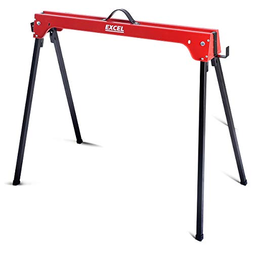 Excel Compact Folding Steel Saw Horse Heavy Duty Twin Pack Supports Up to 500kg Capacity Lightweight & Portable - Sawhorse - Saw Bench - Sawhorse Workbench - Saw