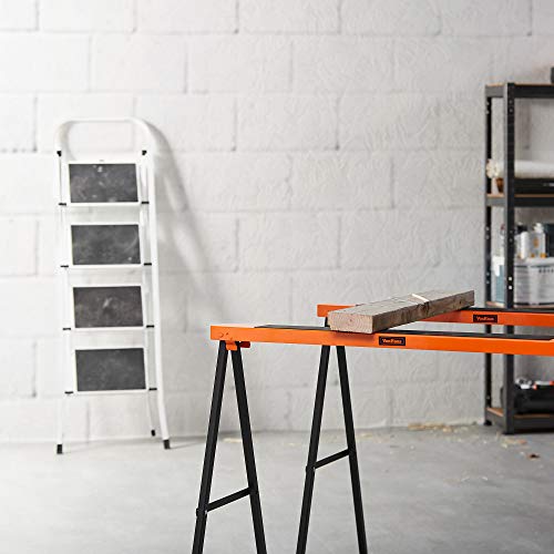 VonHaus Saw Horse Pair - Saw Horses Twin Pack with 250kg Weight Capacity - Log Saw Horse, Lightweight with Carry Handle and Non-Slip Work Surface - Portable Saw Horse for Cutting Logs