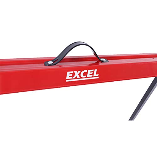Excel Compact Folding Steel Saw Horse Heavy Duty Twin Pack Supports Up to 500kg Capacity Lightweight & Portable - Sawhorse - Saw Bench - Sawhorse Workbench - Saw