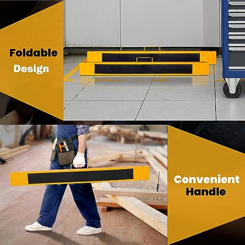 TANGZON Folding Saw Horse Twin Pack, 275KG Heavy Duty Workbench Metal Trestle Stands with Non-Slip Top & Handle, Portable Sawhorses Pair for Household Workshop Repair Shop