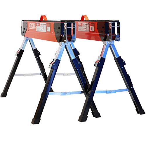 Excel Heavy Duty Steel Sawhorse Adjustable Legs Twin Pack
