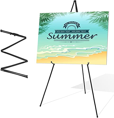 Display Easel Stand for Wedding Sign & Poster 63'' Portable Art Easel for Floor Adjustable Metal Easel Black