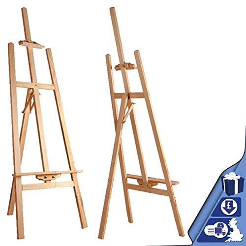 Artist Easel - Professional Studio Easel 1500mm A-Frame Floor Standing Easel Tripod for Painting and Sketching, Artists - Pine Wood - 5ft Height Adjustable