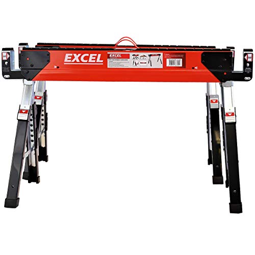 Excel Heavy Duty Steel Sawhorse Adjustable Legs Twin Pack