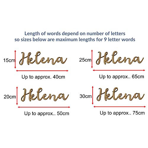 CAO Personalised Wooden Name Sign – Whimsical Wooden Letters – Artistic Wooden Words – Classical Mdf Letters – Decorative Wooden Wall Plaques – Special Events Wooden Signs – Size (Height 2cm)