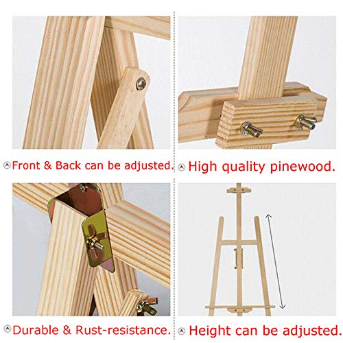 Artist Easel - Professional Studio Easel 1500mm A-Frame Floor Standing Easel Tripod for Painting and Sketching, Artists - Pine Wood - 5ft Height Adjustable