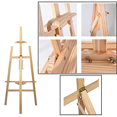 Artist Easel - Professional Studio Easel 1500mm A-Frame Floor Standing Easel Tripod for Painting and Sketching, Artists - Pine Wood - 5ft Height Adjustable