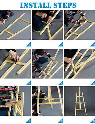 Easel Stand, Wooden Stand, Artist Easel, Drawing Easel Portable Easel for Painting Adults Kinds, Wedding, Display, Exhibition - Adjustable Canvas Height, Easy to Assemble, 1.5m/59inch