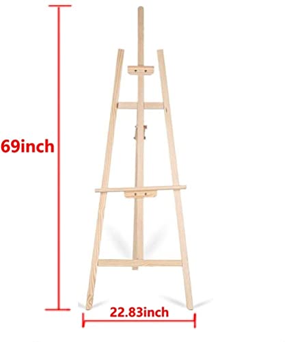 Large Easel 69 Inch 175cm Studio Easel, Craft Display Easels Foldable Wood Painting Canvas Stand, Adjustable Durable Artist Wedding Stand Sketch Drawing Display Easel, Easy to Assemble Tripod Easel