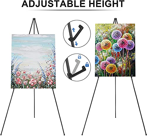 Display Easel Stand for Wedding Sign & Poster 63'' Portable Art Easel for Floor Adjustable Metal Easel Black