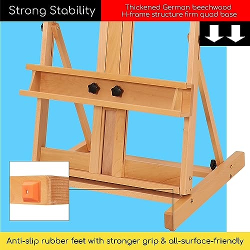 MEEDEN Large H-Frame Easel, Easel Stand for Painting, Painting Easel, Easel Stand for Display, Solid Beechwood Wooden Easel, Easels for Painting Canvas, Holds Canvases Up to 78", Natural Color