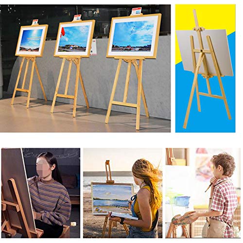 Artist Easel - Professional Studio Easel 1500mm A-Frame Floor Standing Easel Tripod for Painting and Sketching, Artists - Pine Wood - 5ft Height Adjustable