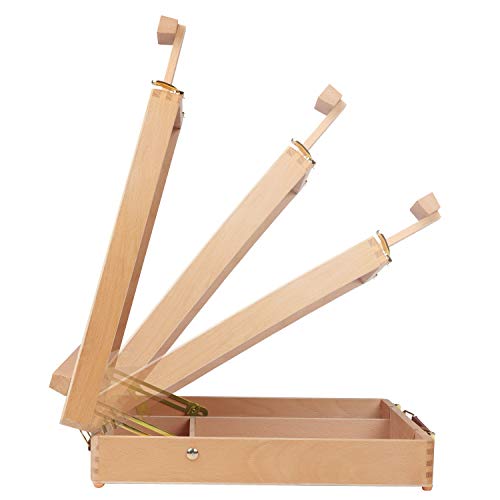 Kurtzy Portable Wooden Desktop Painting & Drawing Easel with Storage Box - Holds up to 30cm/11.81 Inch Canvas - Adjustable Beechwood Desk & Table Art Sketching Board for Beginner & Student Artists