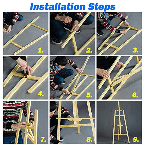 Artist Easel - Professional Studio Easel 1500mm A-Frame Floor Standing Easel Tripod for Painting and Sketching, Artists - Pine Wood - 5ft Height Adjustable