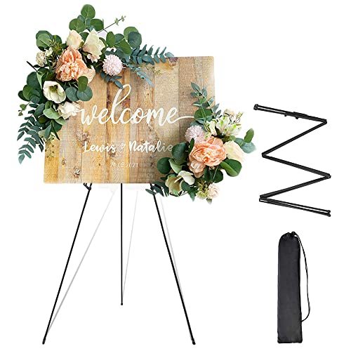 Easel Stand for Display Artists Wedding Sign Poster Adjustable Easy Folding Art Poster Metal Stand 63 Inch Instant Tripod Foldable Portable Floor Easel for Wedding, Painting, Show